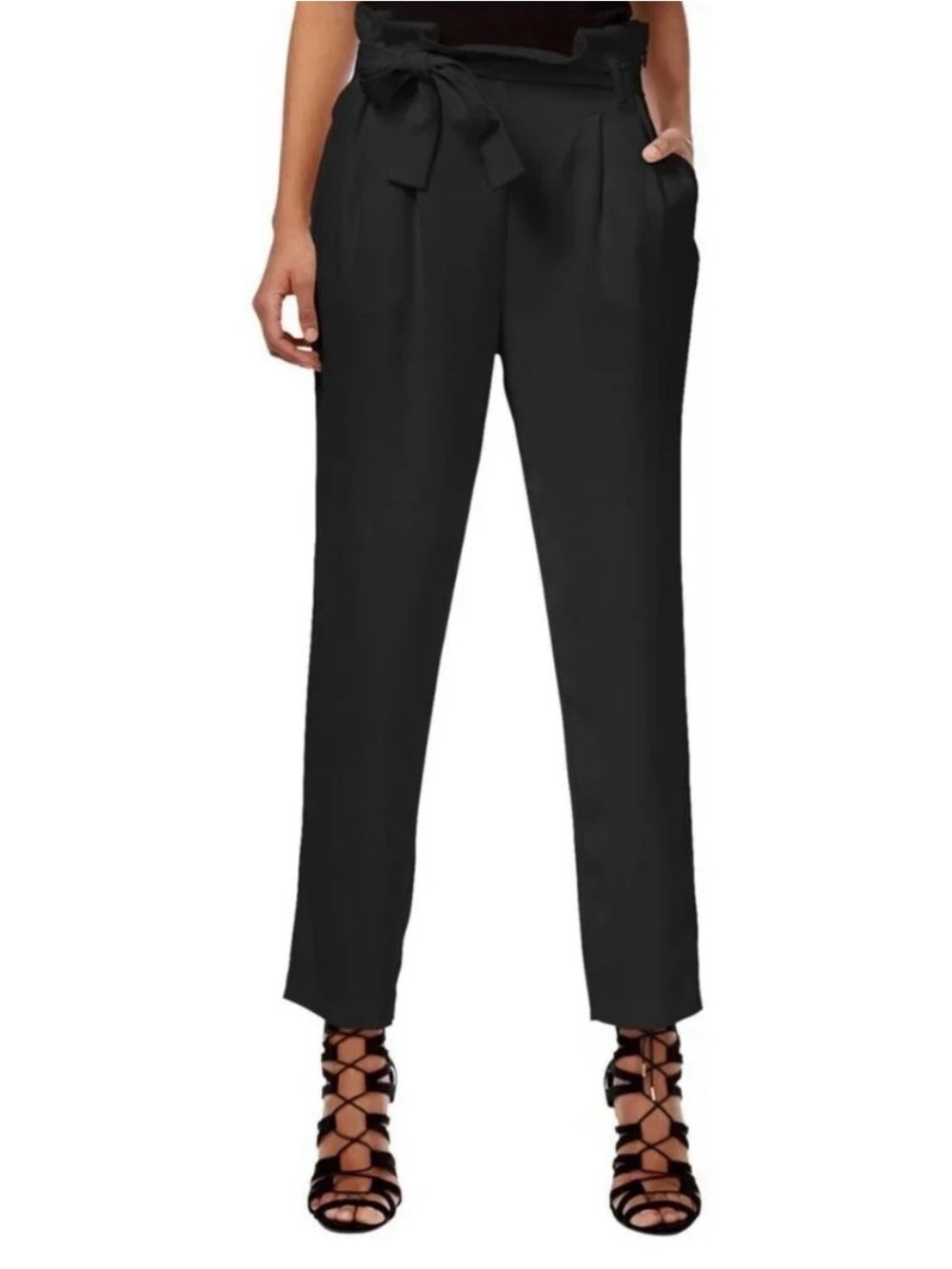 RACHEL Rachel Roy Women’s Size 6 Paper Bag Tapered Pants Belt Black Gorpcore